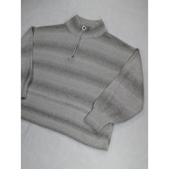Tommy Hilfiger Size XXL Mock Neck Quarter Zip Gray Ombre Boxy Sweater - Picture 4 of 16